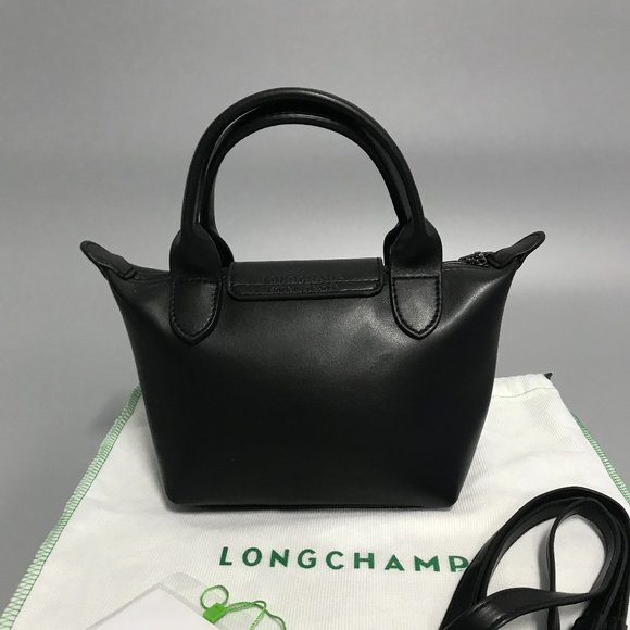Longchamp Women's White Mini Le Pliage Leather Top Handle Bag Purse Crossbody  i - Picture 9 of 11